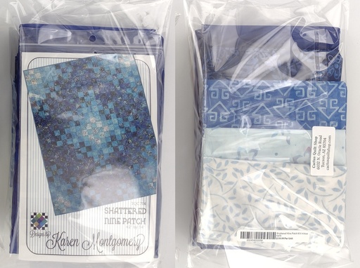 Shattered Nine Patch Kit in blue batik