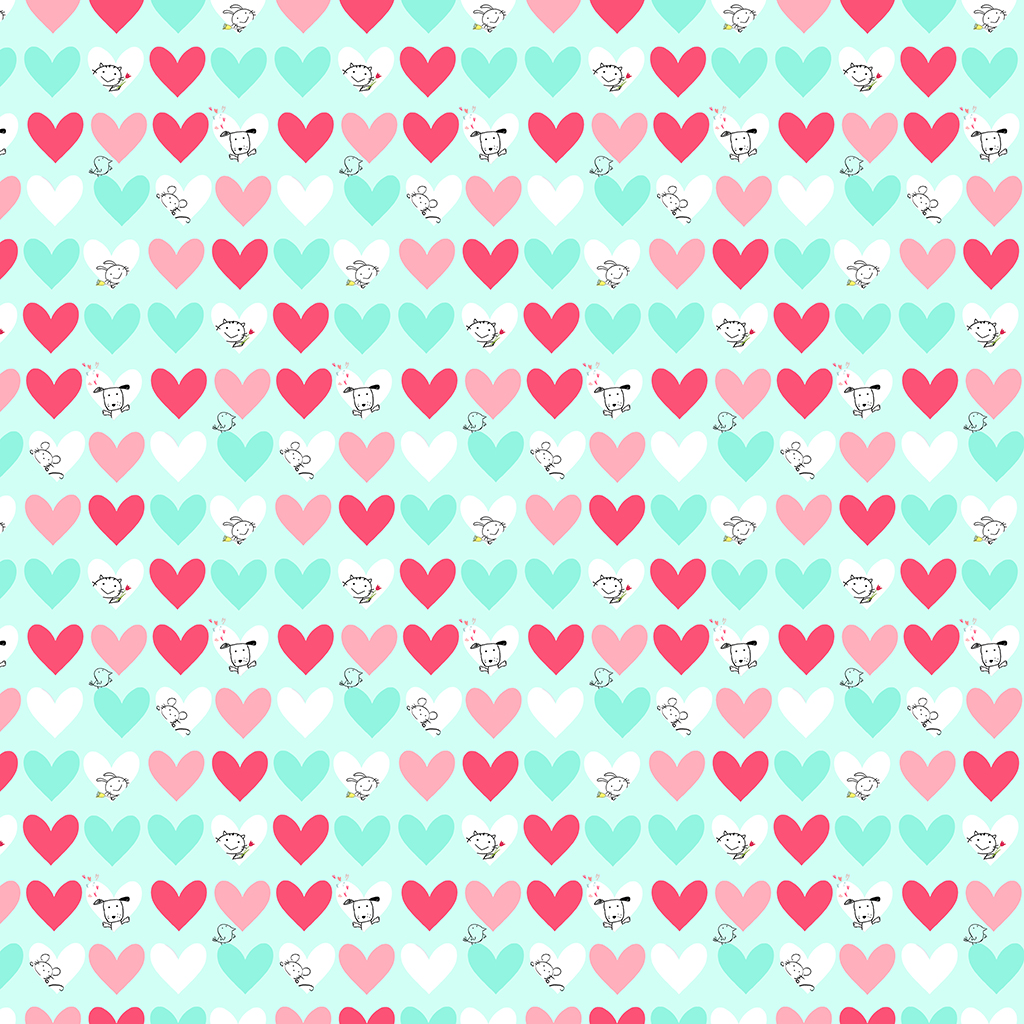 Love is in the Air Digital Peekaboo Hearts Light Teal