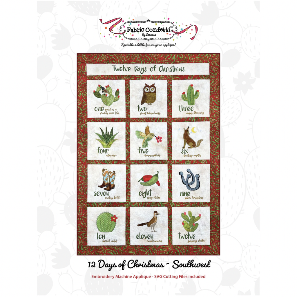 Twelve Days of Christmas - Southwest - Machine Embroidery Pattern