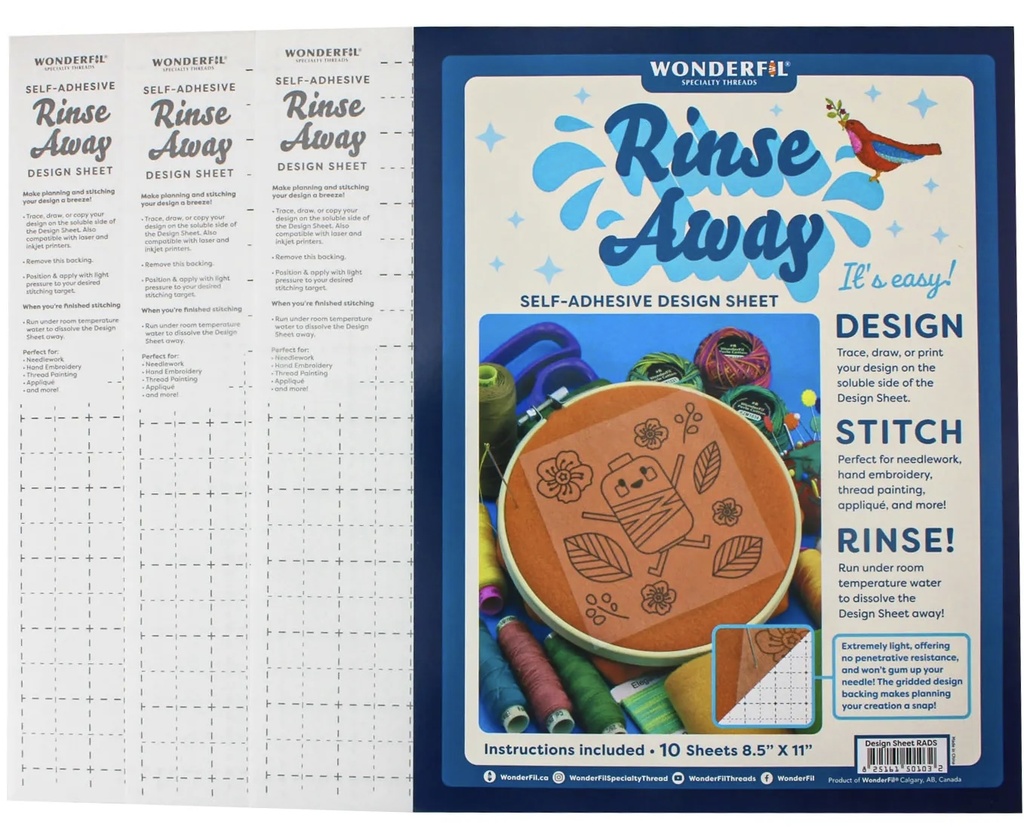 Rinse Away Self-Adhesive Design Sheet 10Pk