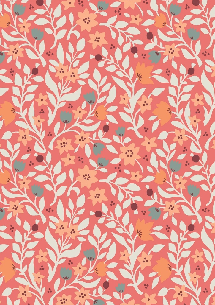 Folk Floral All Over on Coral