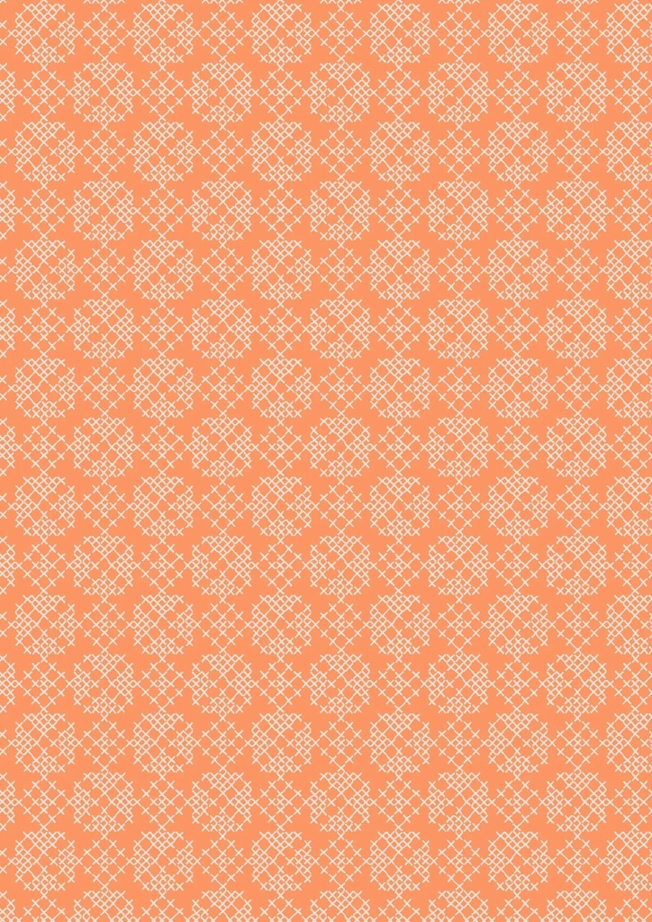 Folk Floral Cross Stitch on Autumn Orange