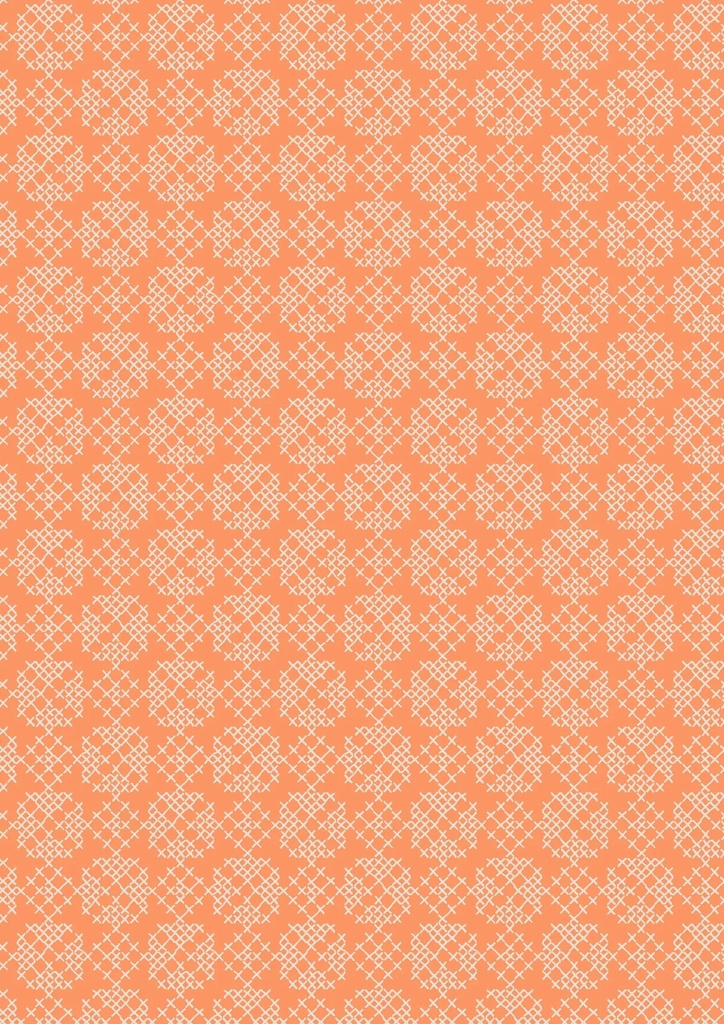 Folk Floral Cross Stitch on Autumn Orange