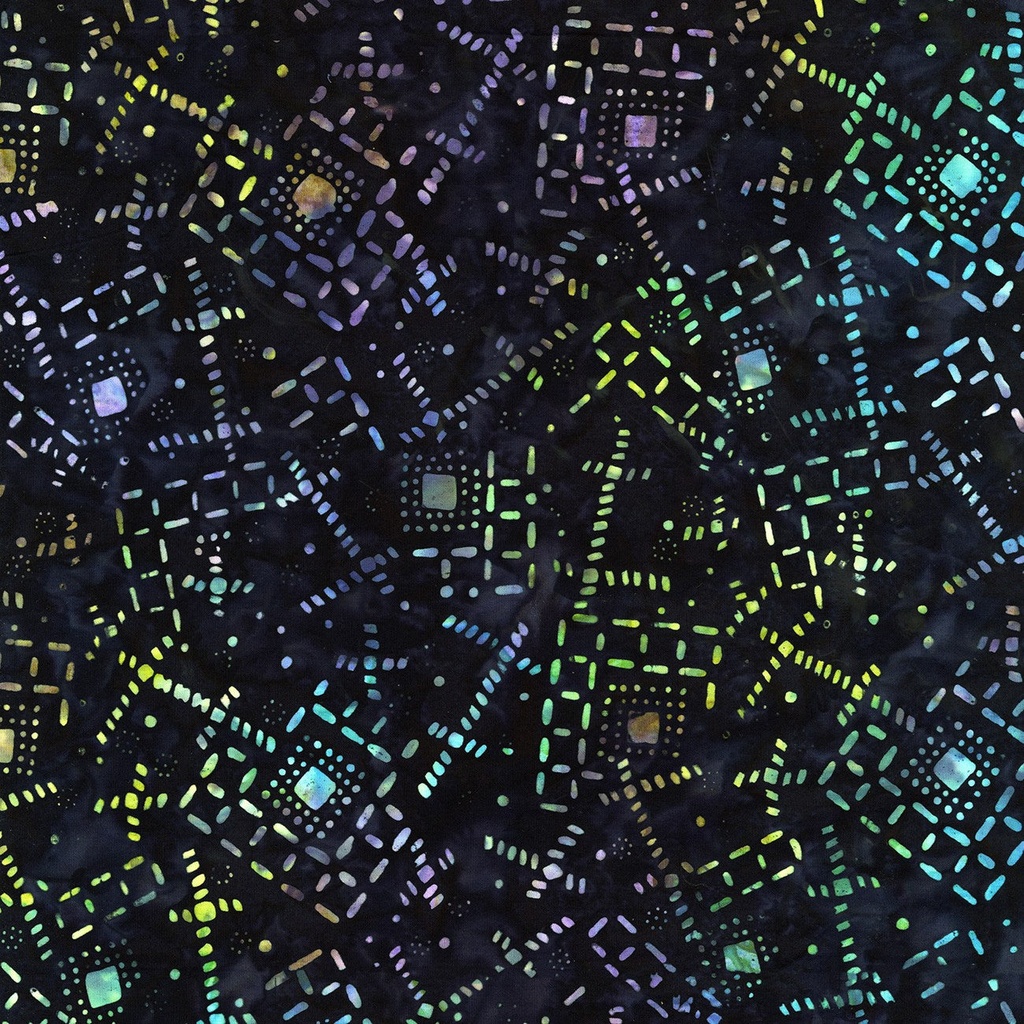 Galaxy Scattered Geo Squares Lines Dots Batik 106in Wide Back - Timeless Treasures NEEDS PRICES