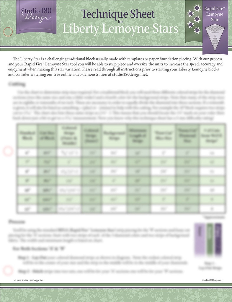 Liberty Lemoyne Stars Technique Sheet