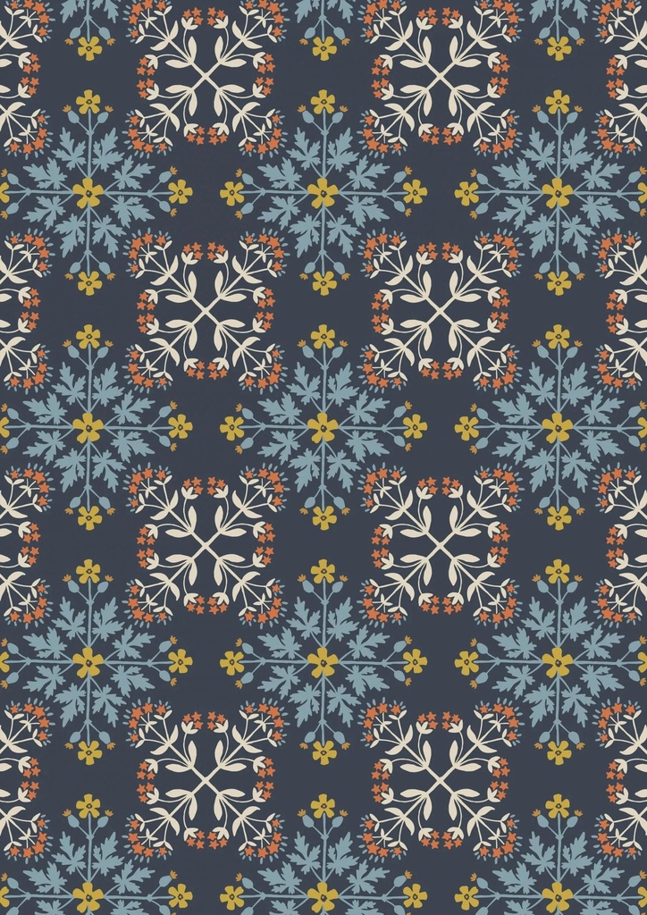 Mojolica Floral Tile Dark Blue