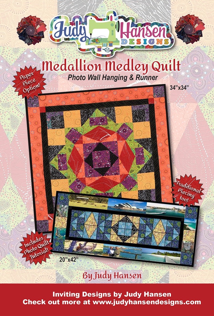 SALE - Medallion Medley Quilt Photo Wall Hanging & Runner Pattern