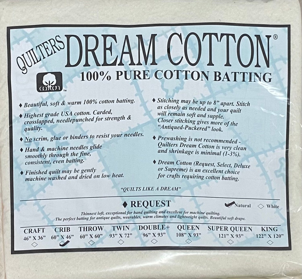 N3 Natural Dream Cotton Request - Thinnest Loft - Crib