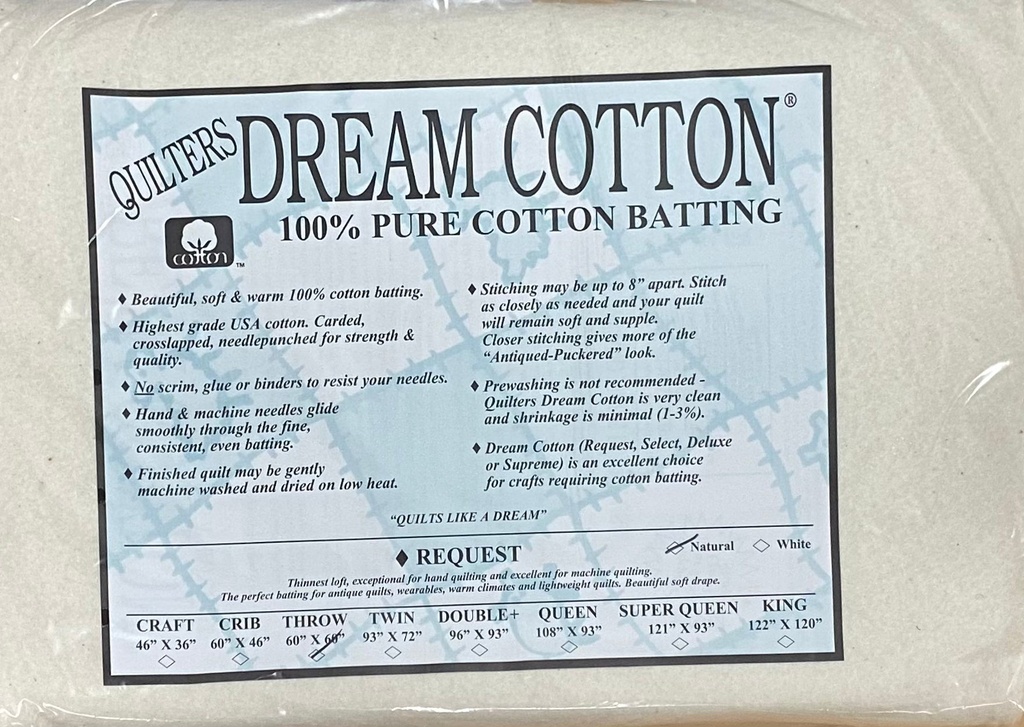N3 Natural Dream Cotton Request - Thinnest Loft - Throw