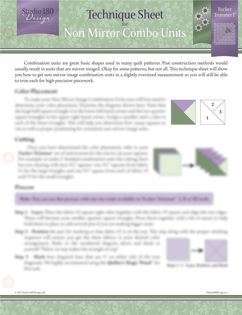 Non Mirror Combo Units Technique Sheet-Studio 180