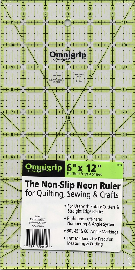 Omnigrid Omnigrip Neon Ruler 6" x 12"