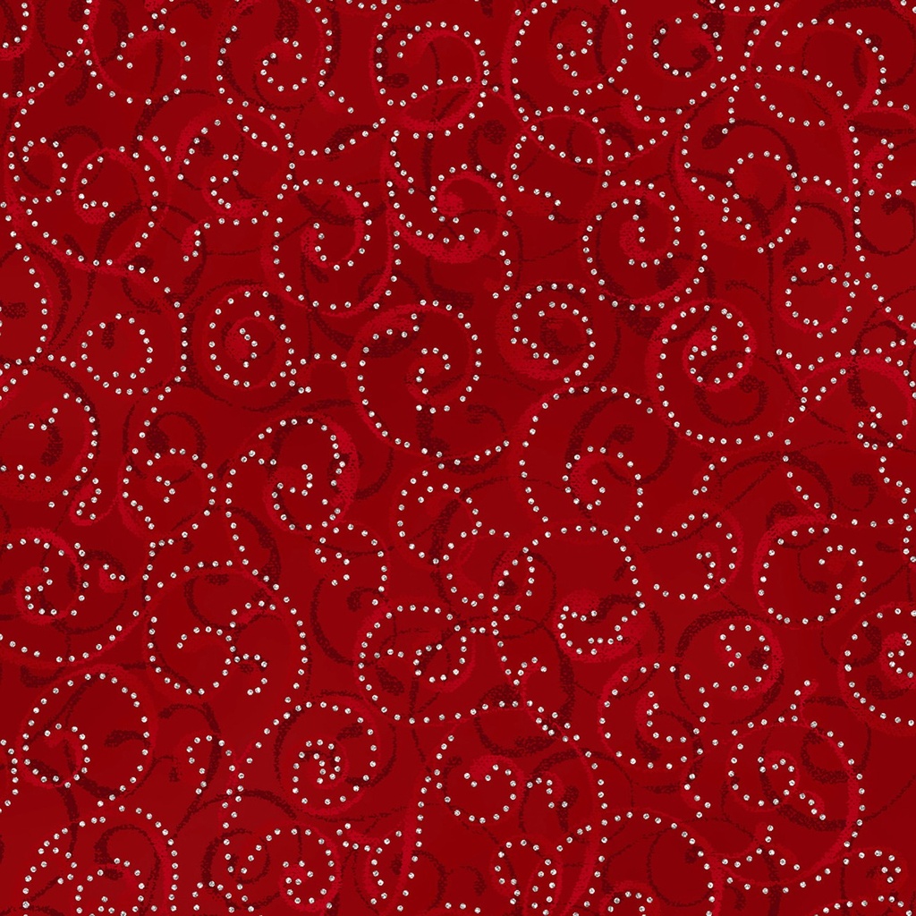 SALE-Holiday Wishes Dotty Scroll Crimson/Silver