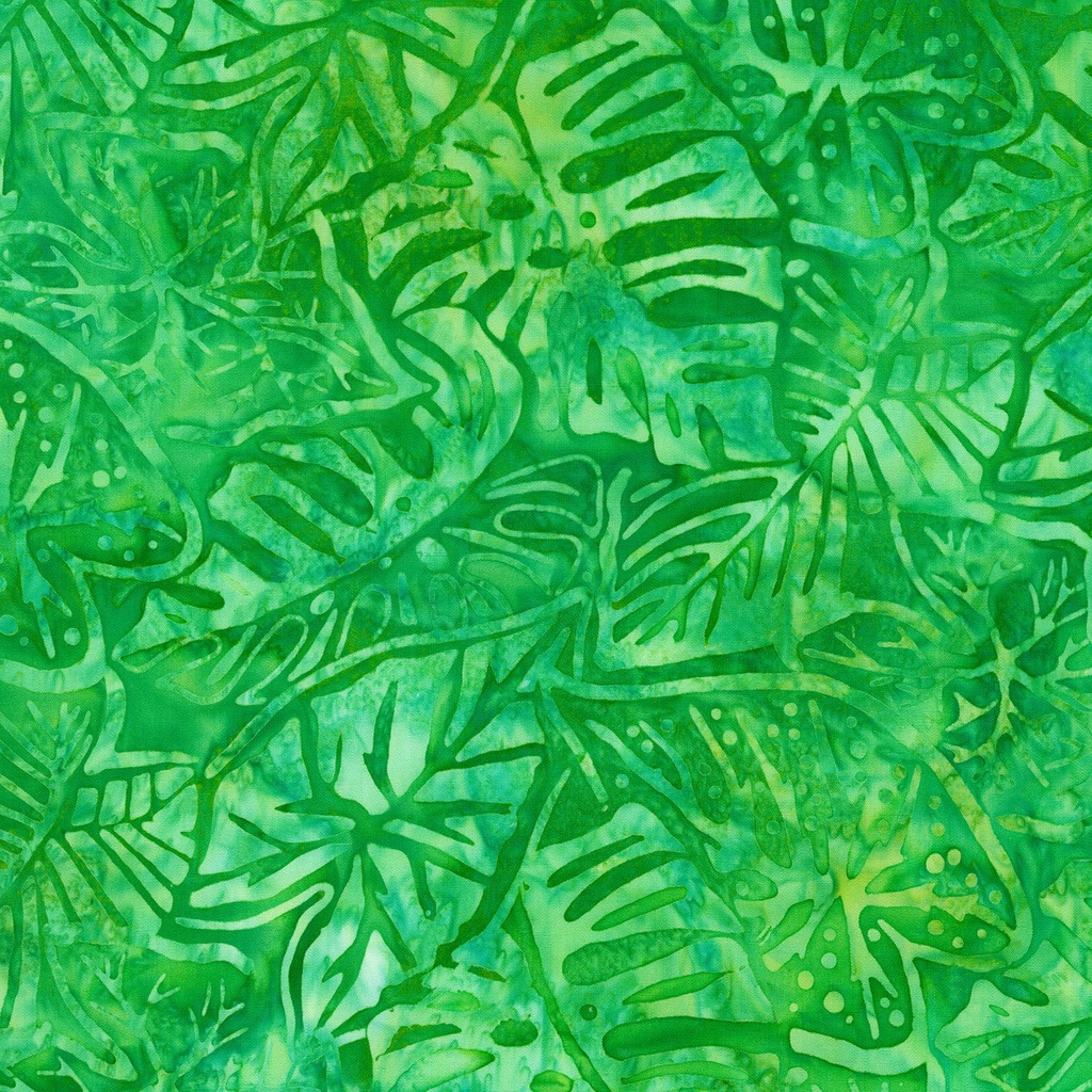 Totally Tropical Island Green Leaves Batik