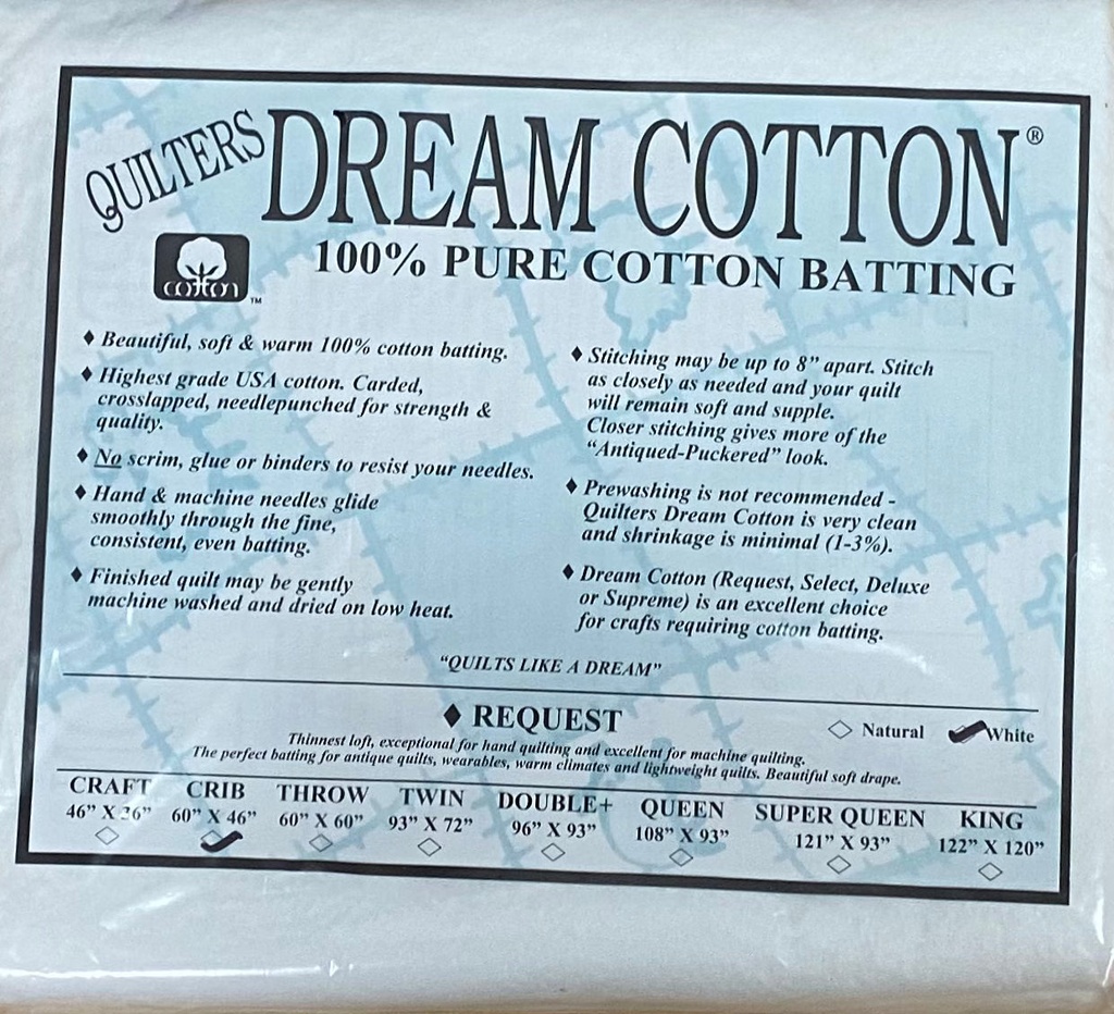 W3 White Dream Cotton Request - Thinnest Loft - Crib