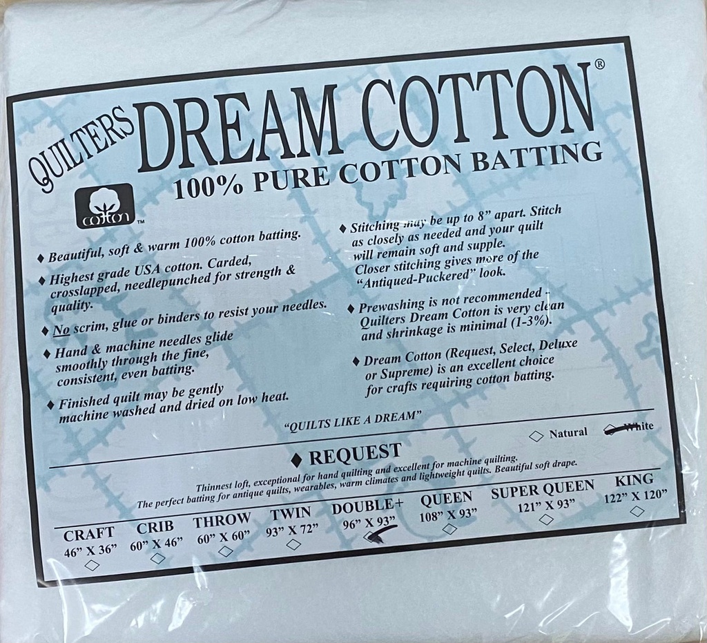 W3 White Dream Cotton Request - Thinnest Loft - Double
