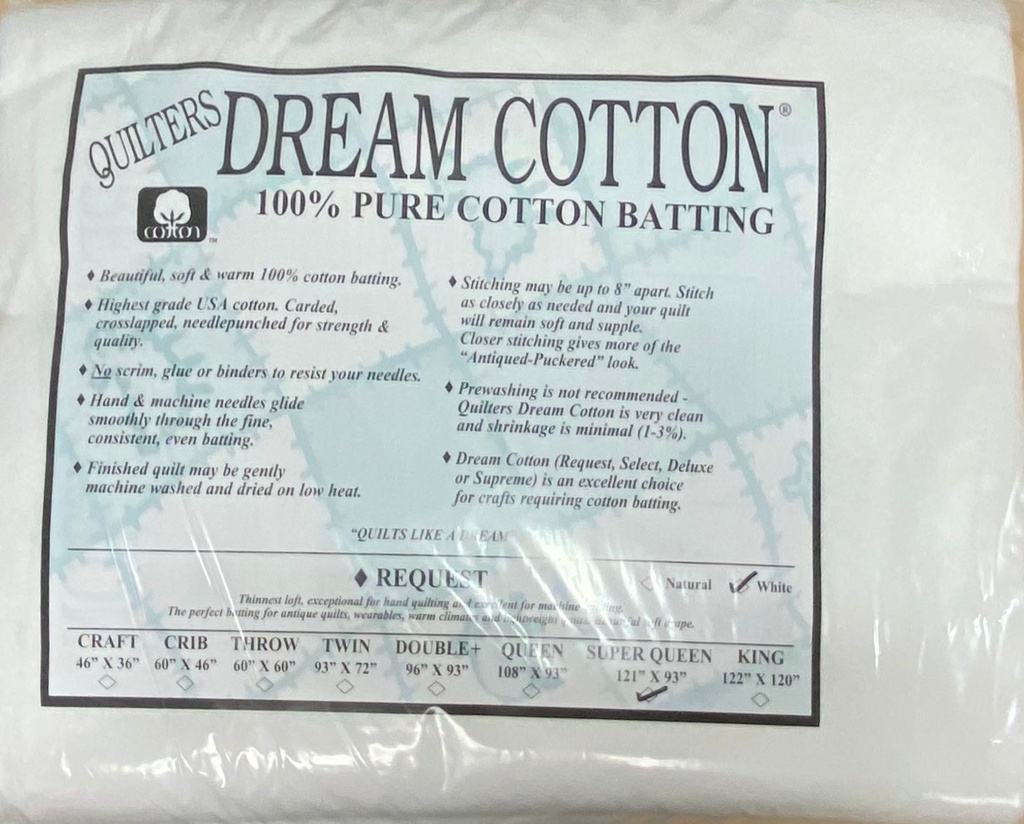 W3 White Dream Cotton Request - Thinnest Loft - Super Queen
