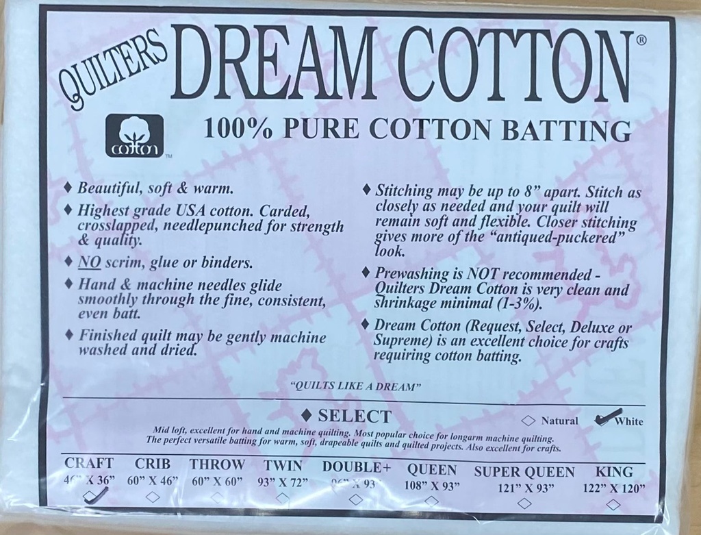 W4 White Dream Cotton Select - Mid Loft - Craft