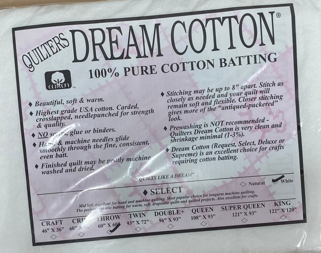 W4 White Dream Cotton Select - Mid Loft - Throw