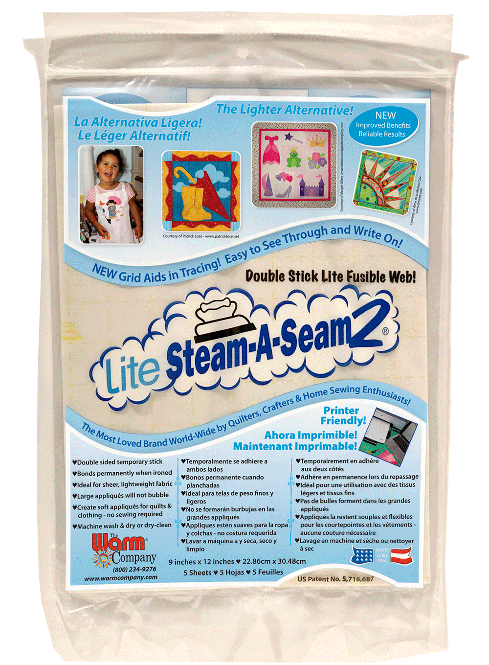 Lite Steam-A-Seam 2 9.5" x 12" Sheets 5pk