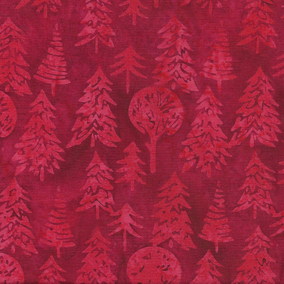 Winter Wonders Trees Cherry Batik