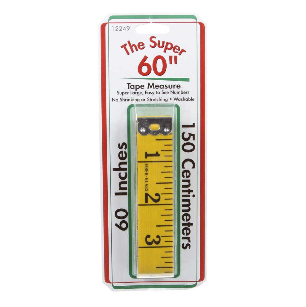 Super Tape Measure 60in Yellow Fiberglass
