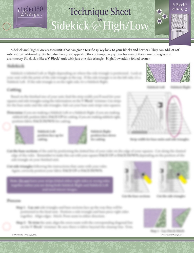 Sidekicks and High/Low Technique Sheet-Studio 180