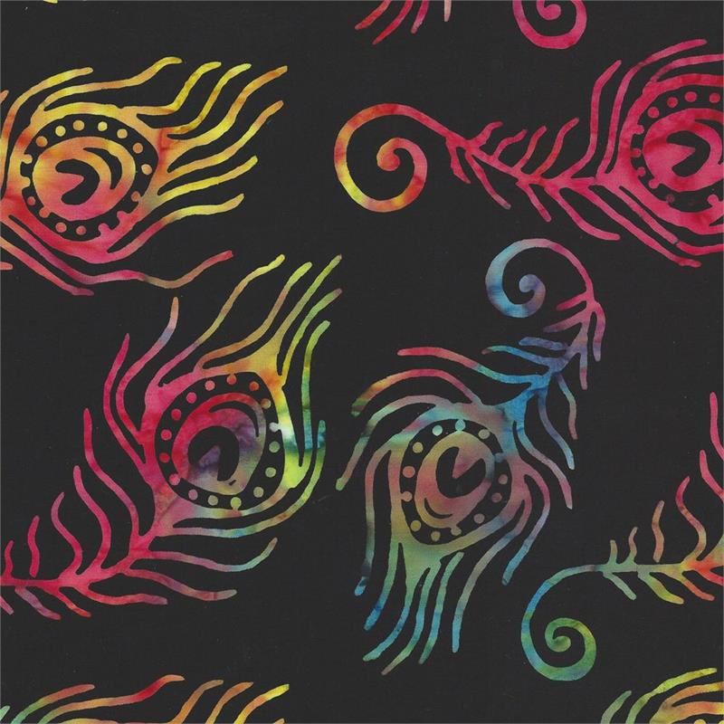 Rio Carnival Rainbow Feathers Black - Batik