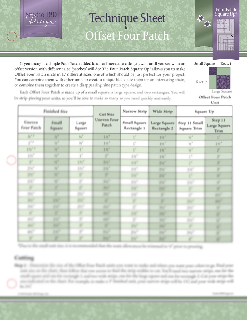 Offset Four Patch Technique Sheet-Studio 180