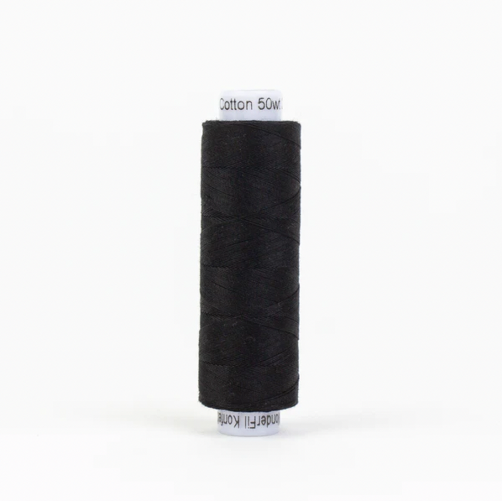 Konfetti Solid 50wt Cotton Thread 200m Black