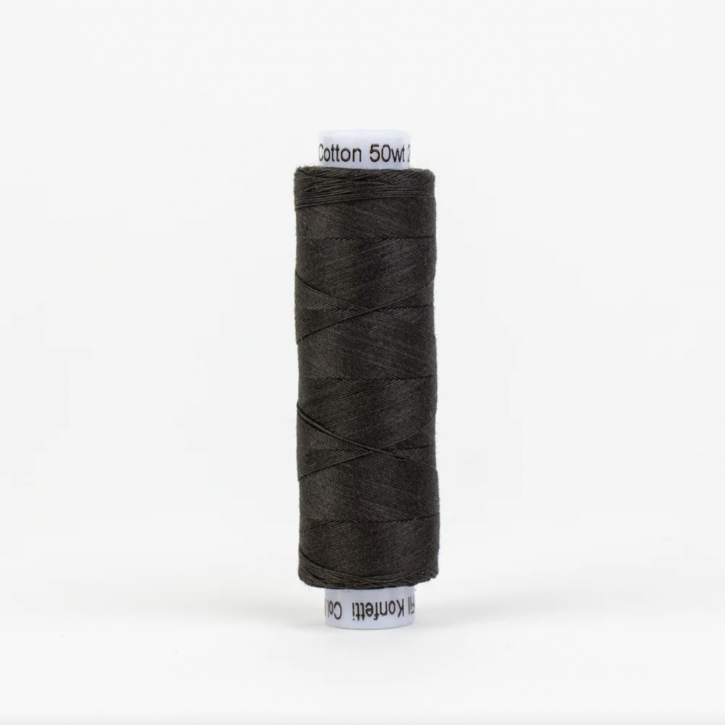 Konfetti Solid 50wt Cotton Thread 200m Soft Black