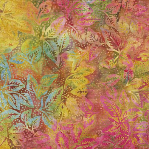 Leaves Multi Yellow Green Orange Batik