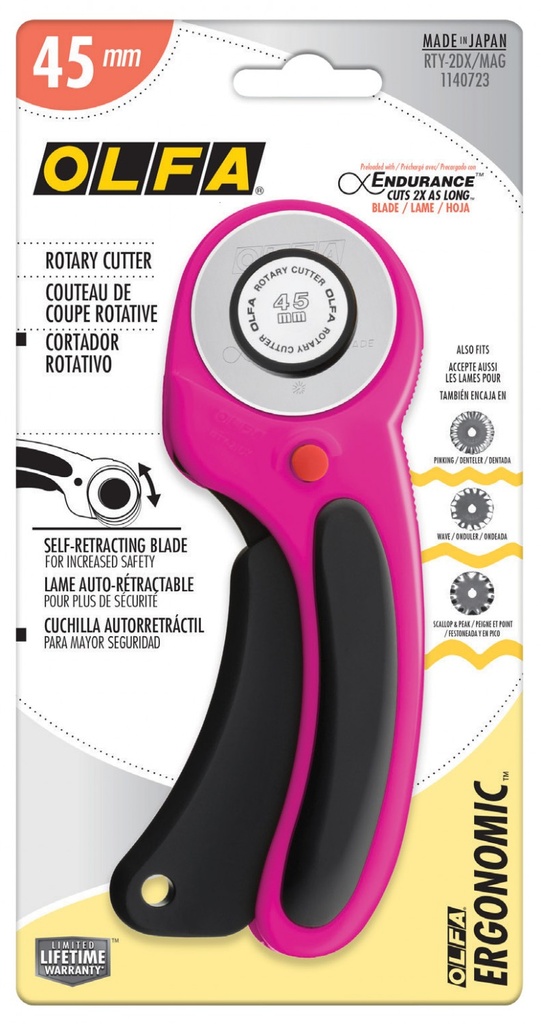 45MM Ergonomic Rotary Cutter Magenta