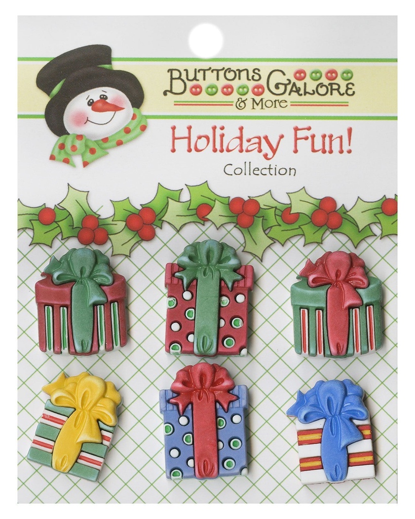 Christmas Presents Button Card 6pc