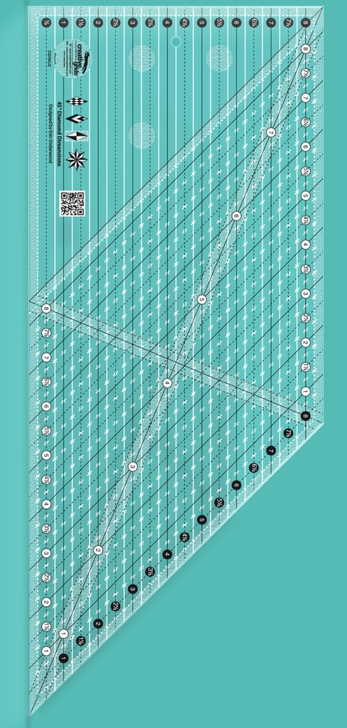 Creative Grids Non-Slip 45deg Diamond Dimensions Ruler