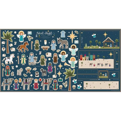 [FT13576-Panel] Silent Night 36" X 69" Felt Nativity Panel