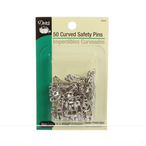 [7215] Curved Safety Pin 1 1/16in Size 1 50ct