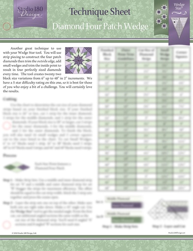 [DTEC25] Diamond Four Patch Wedge Technique Sheet-Studio 180