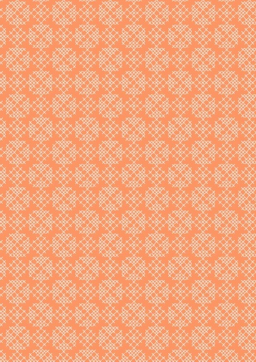 [A668.1 Autumn Orange] Folk Floral Cross Stitch on Autumn Orange