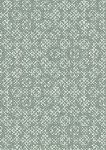 [A668.2 Iced Sage] Folk Floral Cross Stitch on Iced Sage