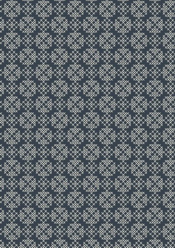 [A668.3 Navy Blue] Folk Floral Cross Stitch on Navy Blue