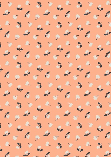 [A667.2 Peach] Folk Floral Little Flowers on Peach