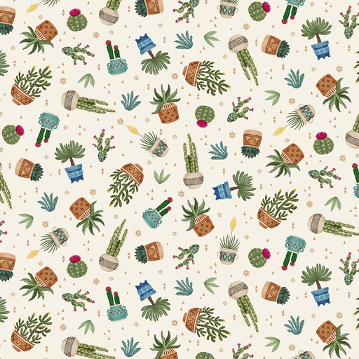 [DC10716-CREA] Adobe Canyon Cactus Plants Cream