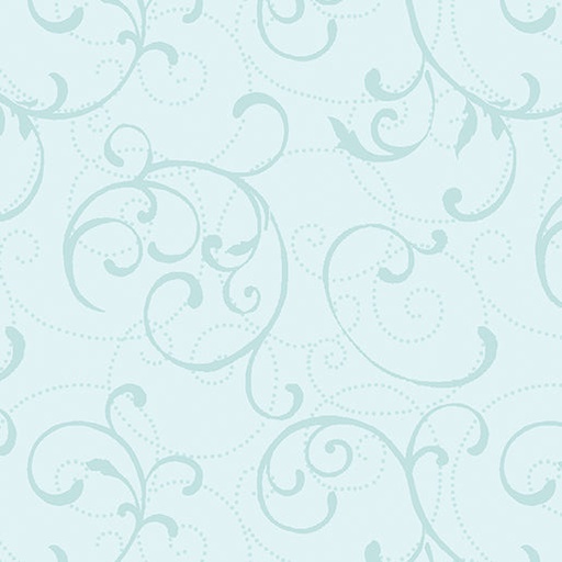 [13217-05] Hummingbirds & Honeysuckle Dot & Flow Scroll Light Turquoise