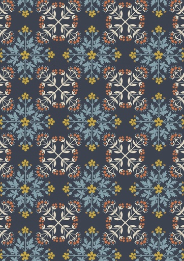 [A665.3] Mojolica Floral Tile Dark Blue