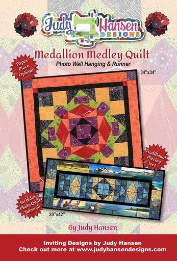 [QSD77] SALE - Medallion Medley Quilt Photo Wall Hanging & Runner Pattern