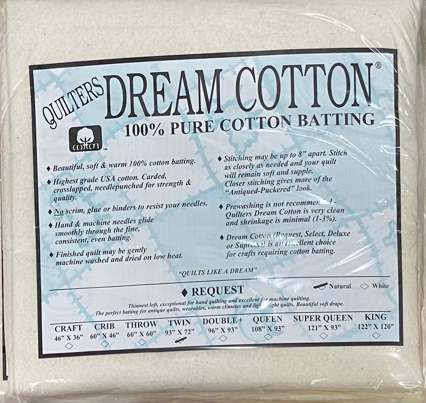 Quilters Dream 100% Cotton (White) - Crib Size (Request Loft)