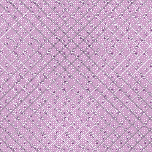 [53207-4] Purple Tulips on Plaid - Windham Fabrics