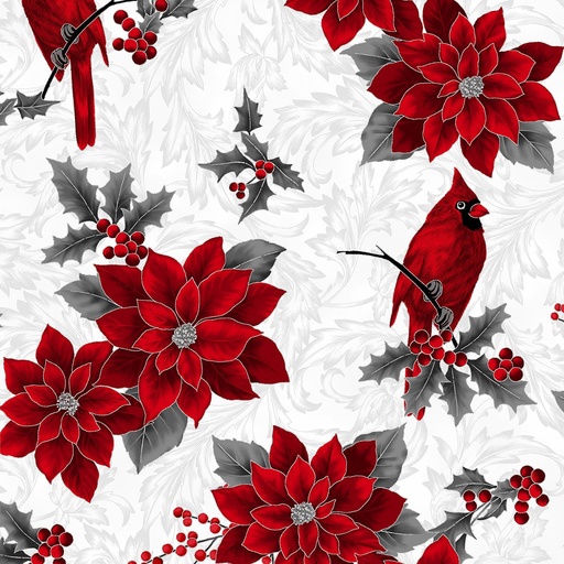 [U7767H-176S] SALE-Holiday Wishes Cardinal/Poinsettia Ice/Silver