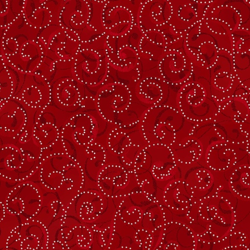 [U7773H-10S] SALE-Holiday Wishes Dotty Scroll Crimson/Silver