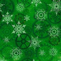 [28905-G] SALE-Steampunk Christmas Gears Green